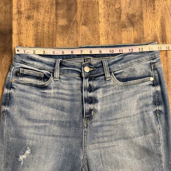 Judy Blue Los Angeles Flare Denim Jeans Distressed High Rise Size 9/29 - Picture 4 of 11